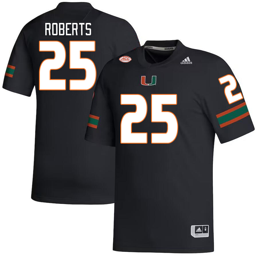 Men #25 Terry Roberts Miami Hurricanes College Football Jerseys Stitched-Black